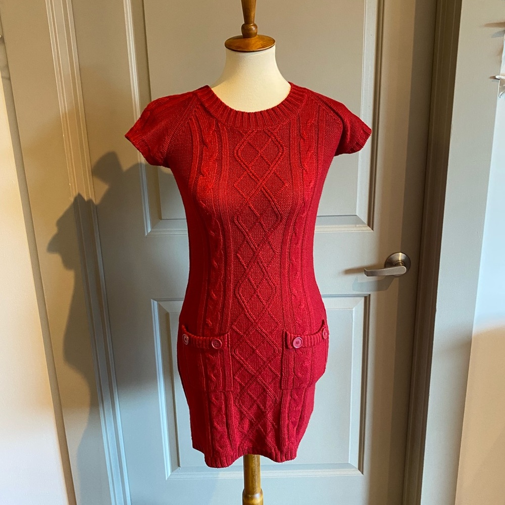 Red sweater dress